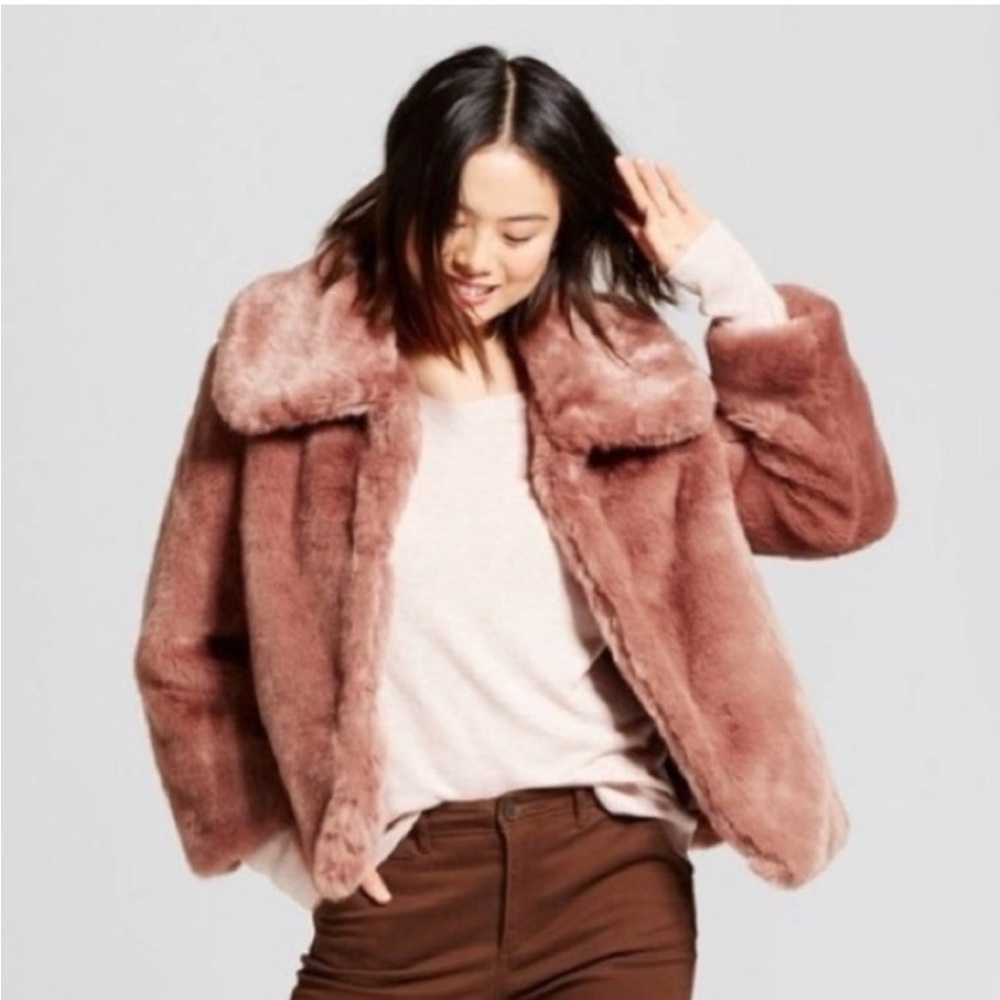 A New Day - Smoked Pink Faux Fur Coat - S